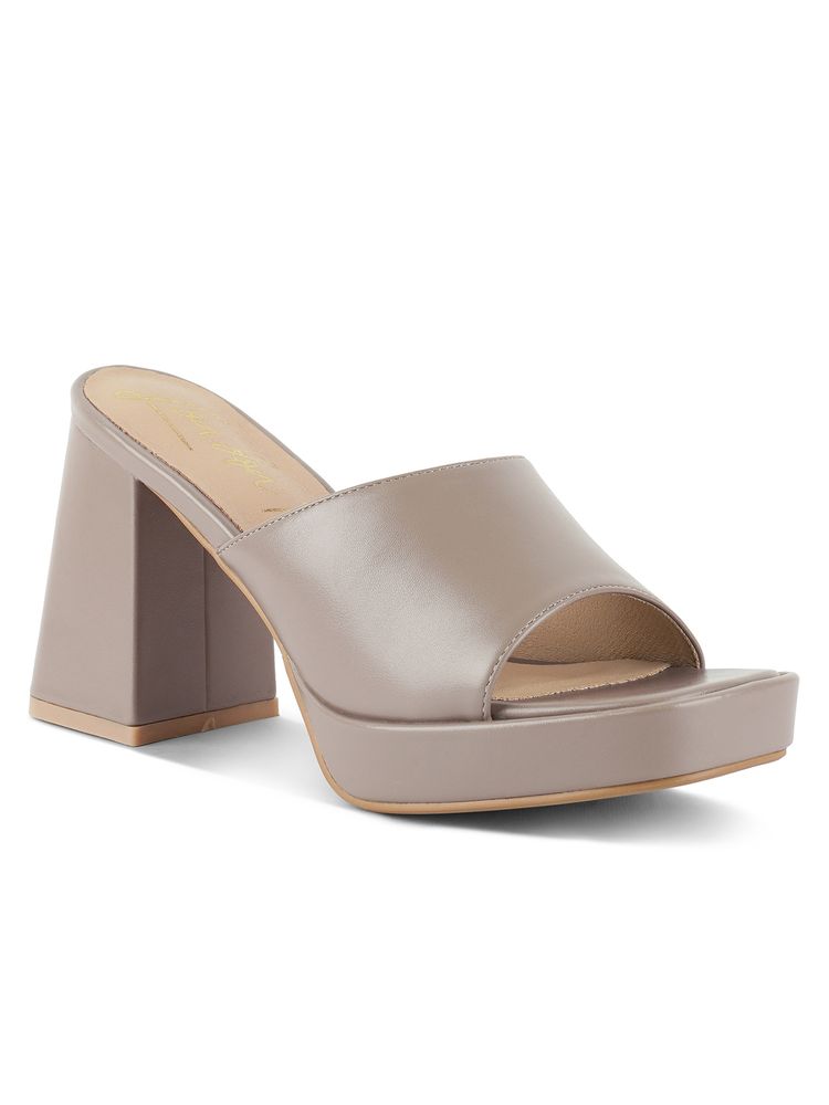 London Rag Taupe Square Toe Block Heels-image-24