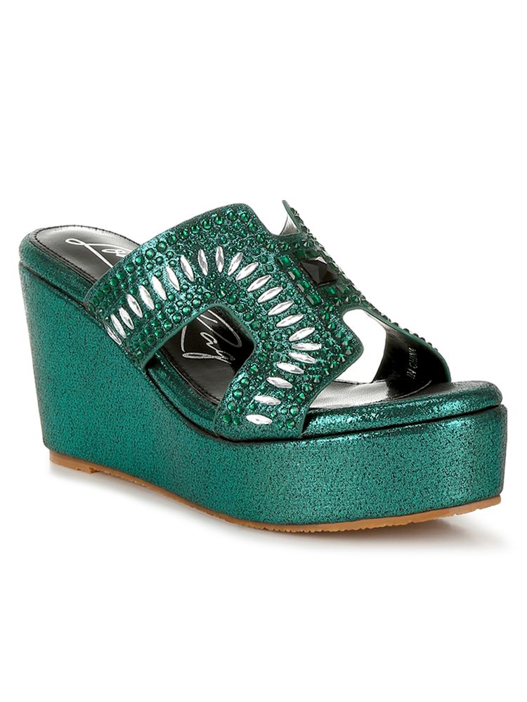 London Rag Green Round Toe Wedge Heels-image-29