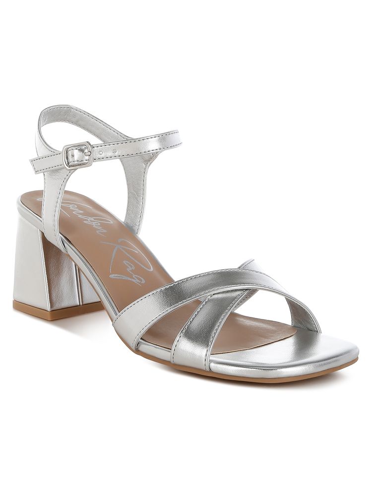 London Rag Silver Square Toe Block Heels-image-22
