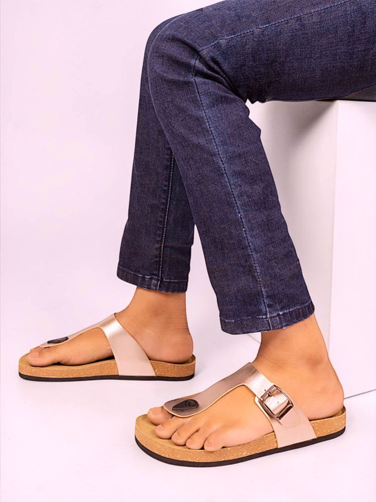 Truffle Collection Rose Gold Round Toe Sandals-picture-22