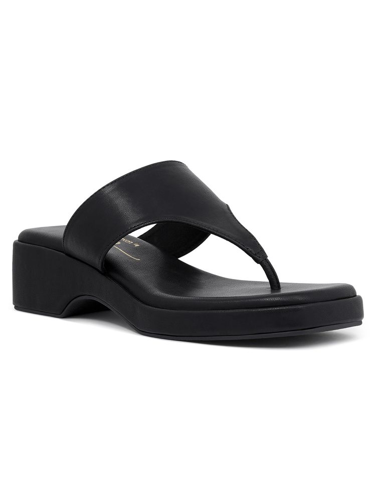 London Rag Black Square Toe Wedge Heels-image-31