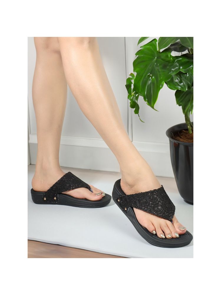 Carlton London Black Slip-On Women Flip flops-picture-20