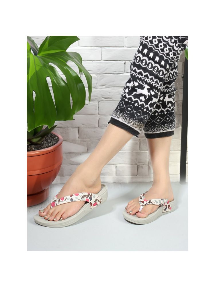 Carlton London Beige Slip-On Women Flip flops