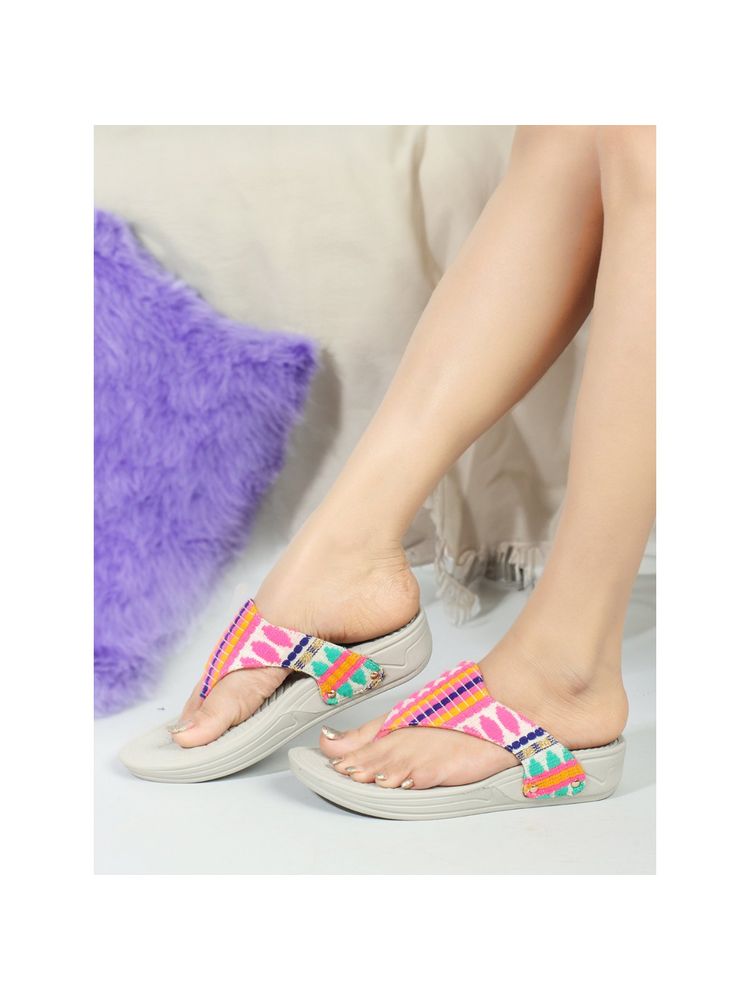 Carlton London Pink Slip-On Women Flip flops-picture-10