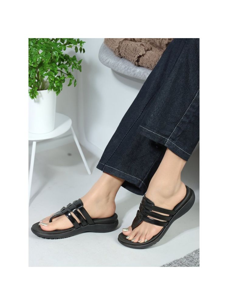 Carlton London Black Slip-On Casual Women Sandals-picture-14