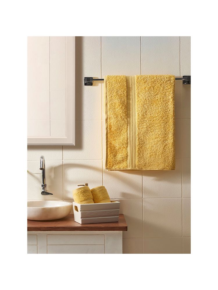 Ddecor Live Beautiful Solid 500 GSM Bath And Hand Towel Set, Yellow (M)-image-13