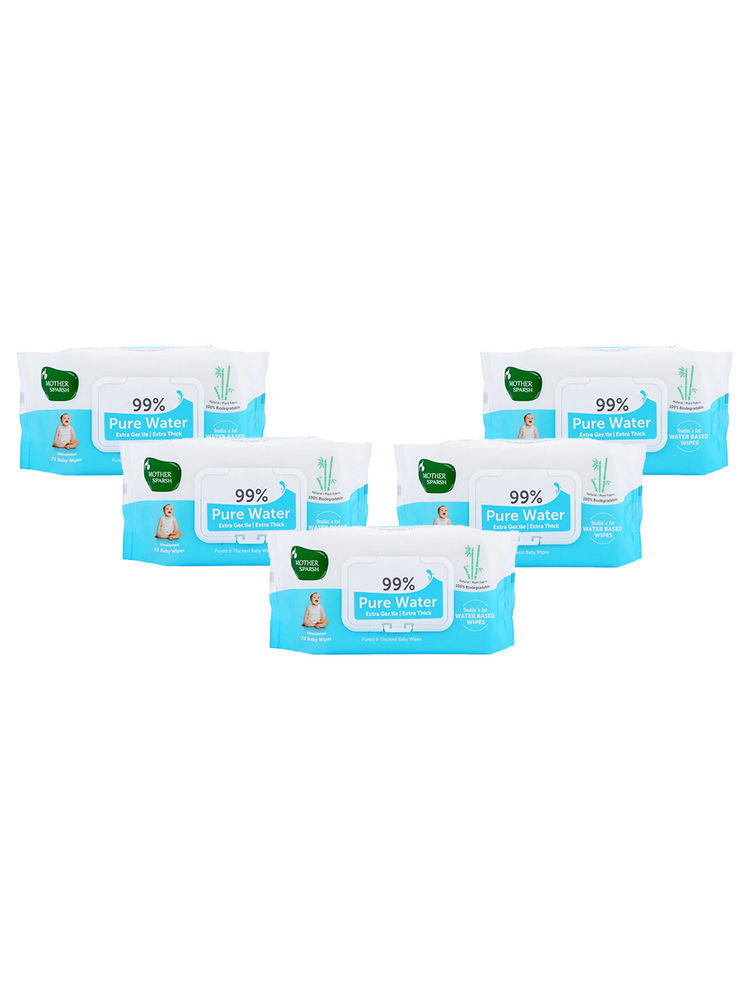 Mother Sparsh 99% Pure Water Baby Wipes - Pack Of 5
