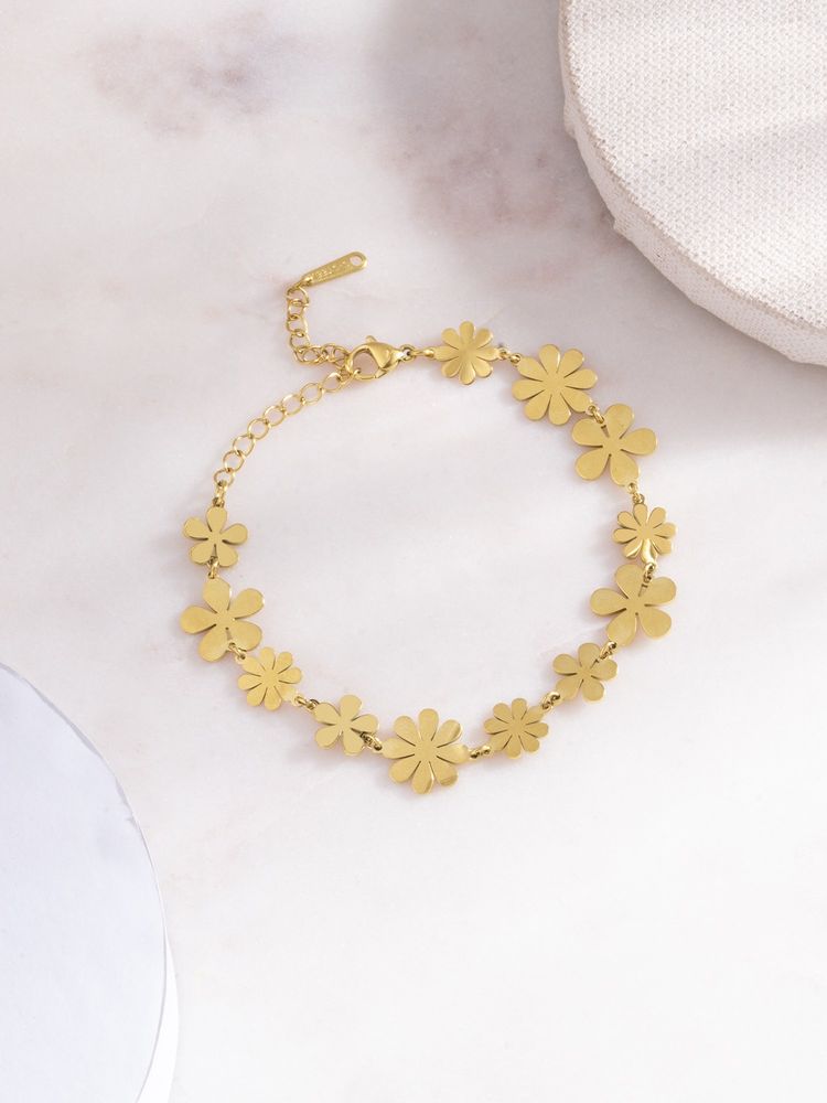 Palmonas Gold Cute Flowers Chain Bracelet
