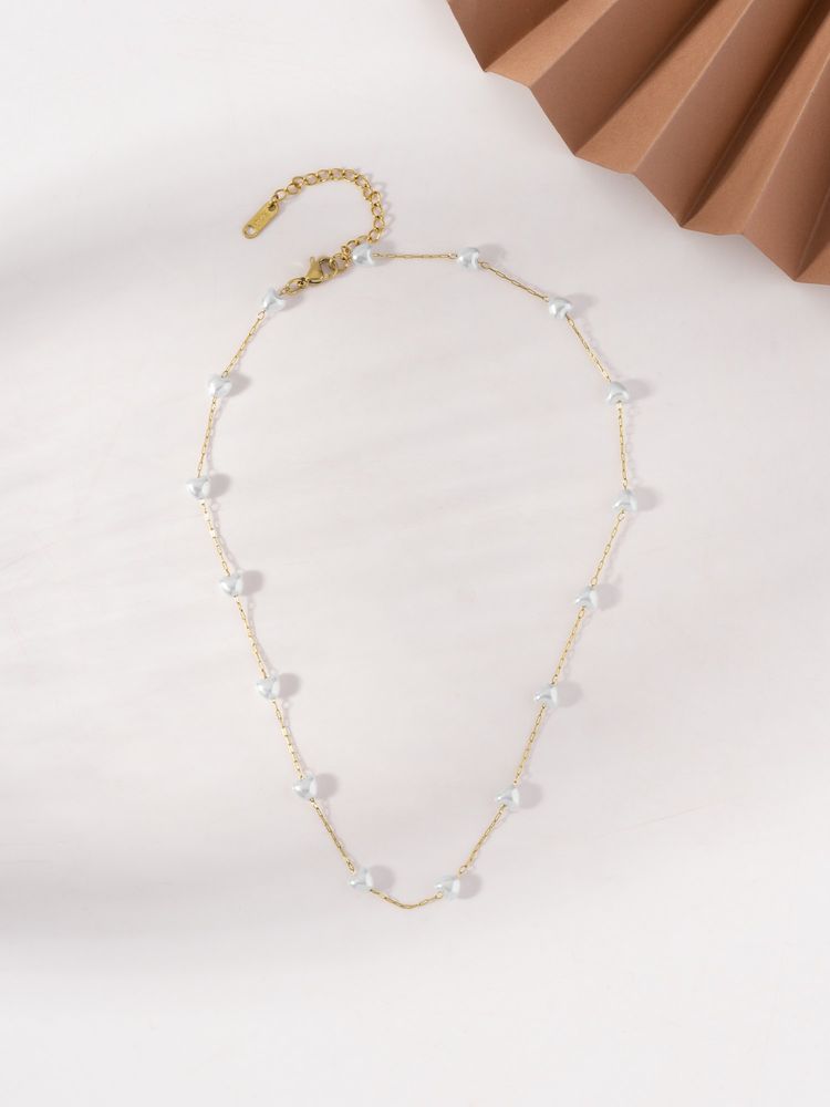Palmonas White Shiny Pearl Station Necklace-picture-17