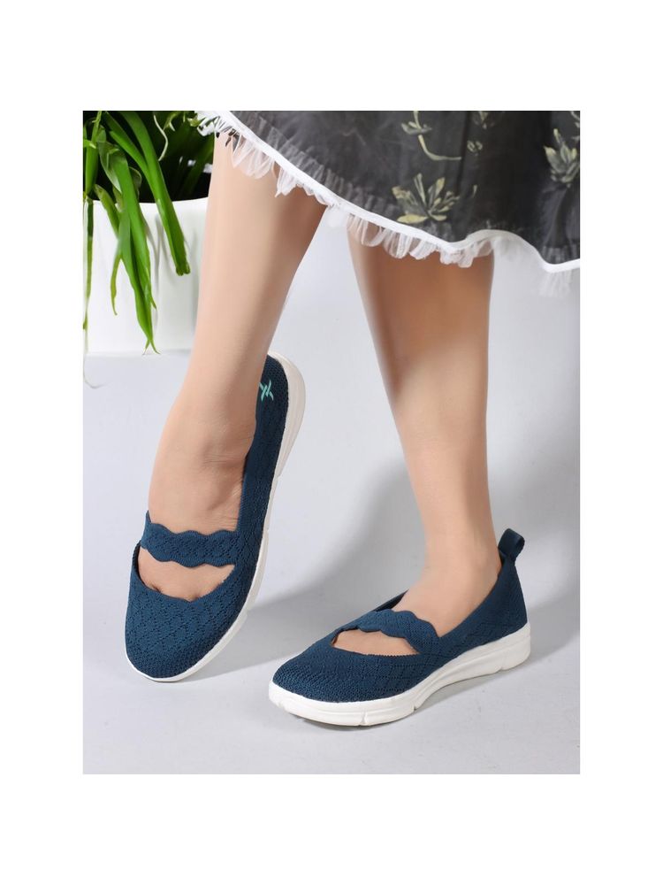 Carlton London Navy Blue Lace-Ups Women Walking Shoes-picture-19