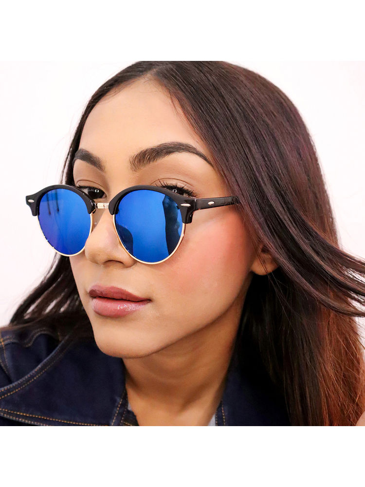 Pipa Bella by Nykaa Fashion Classy Black Semi-Rimmed Wayfarer Sunglass-image-31