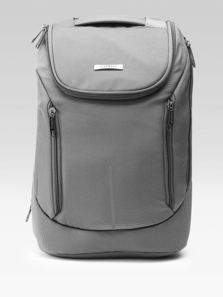 Teakwood Unisex Grey Solid Backpack-image-4