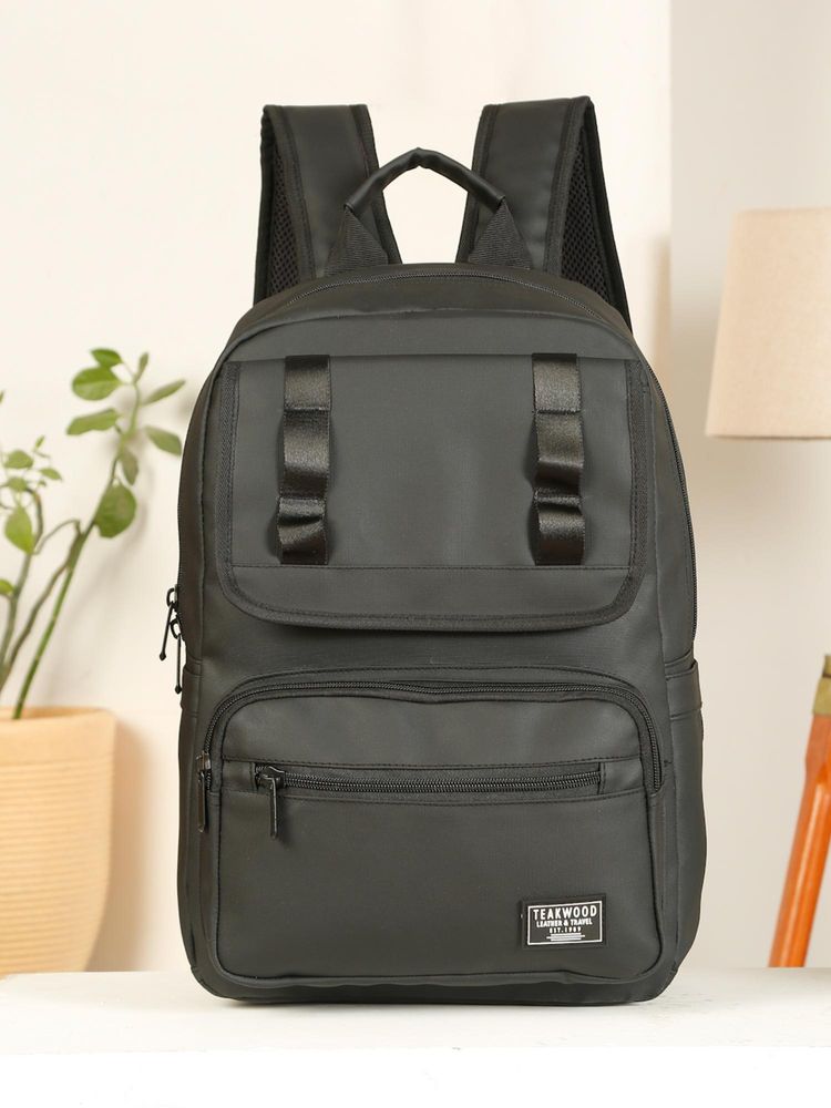 Teakwood Unisex Black Solid Backpack-image-15