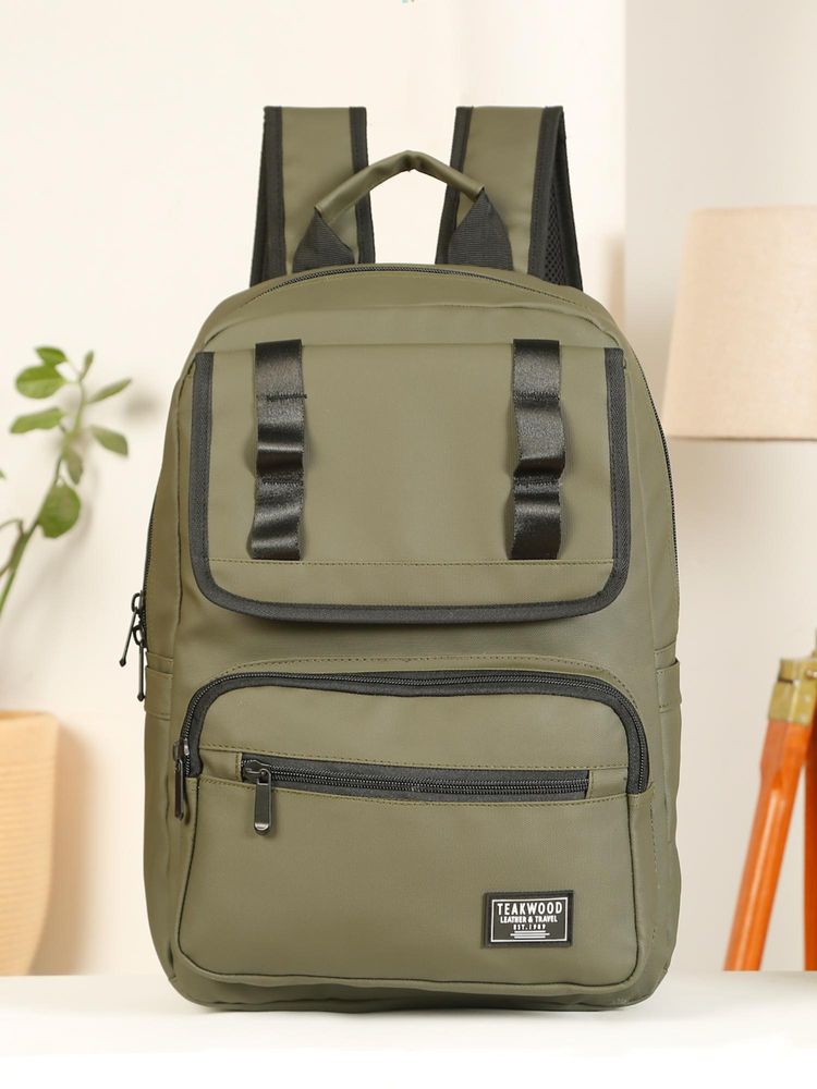 Teakwood Unisex Olive Solid Backpack-picture-10