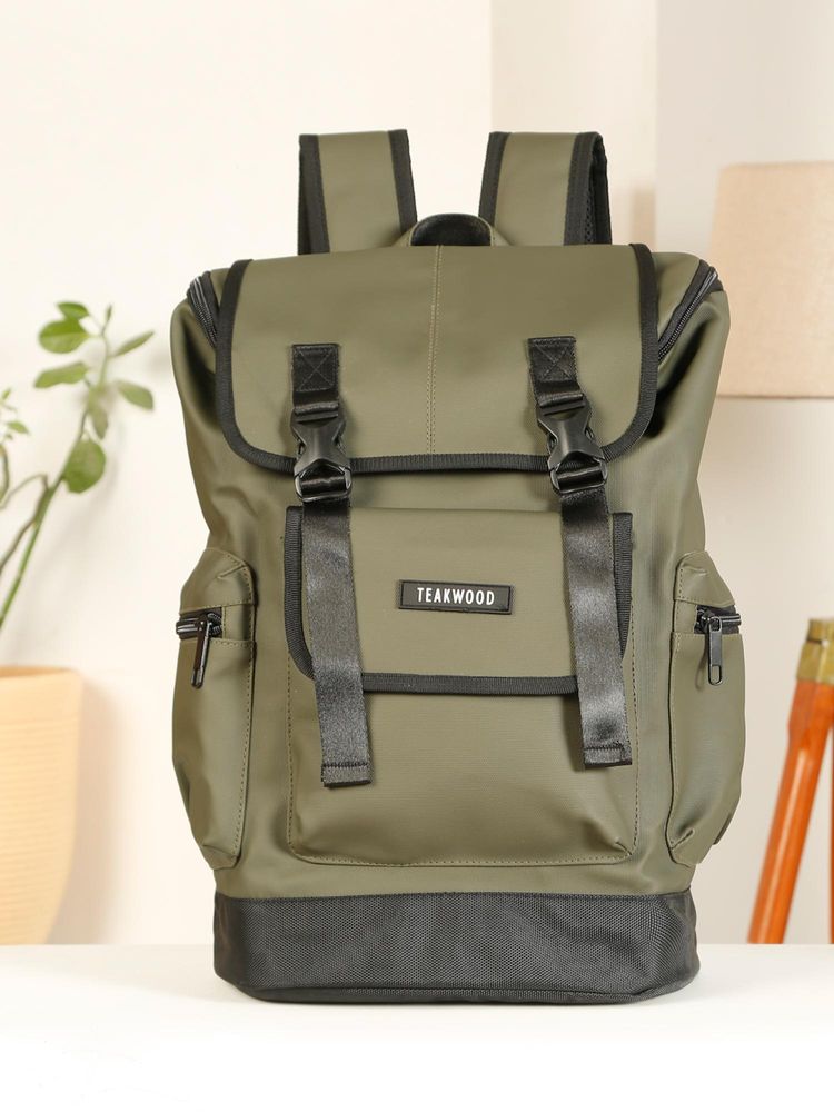 Teakwood Unisex Olive Solid Backpack-picture-12