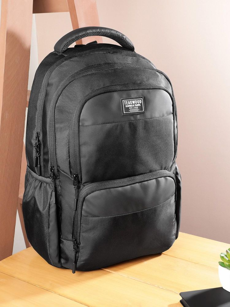 Teakwood Unisex Black Solid Versatile Design Backpack-picture-12
