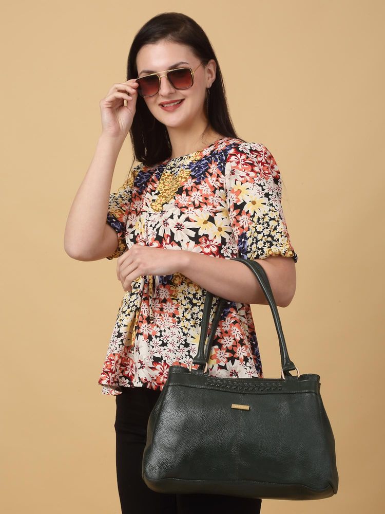 Teakwood Women Green Leather Handbag-image-22
