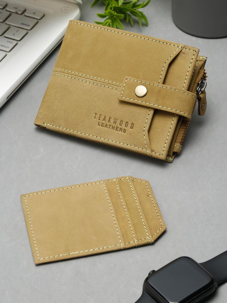 Teakwood Men Green Solid Rfid Protected Two Fold Wallet-image-42