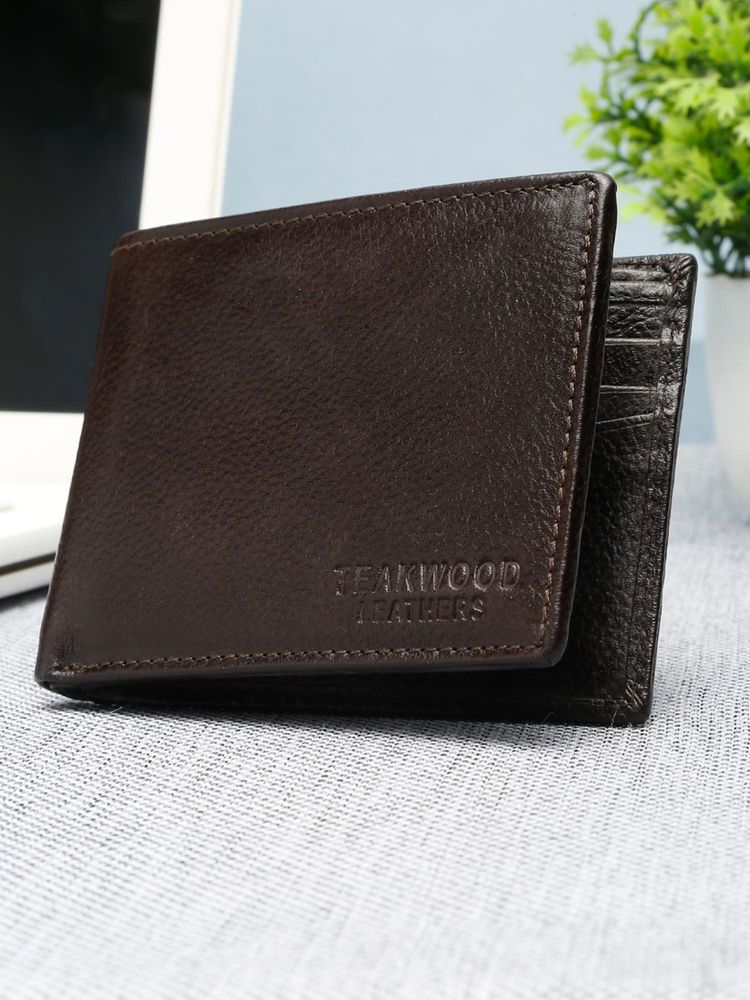 Teakwood Men Dark Brown Leather Two-Fold Wallet-picture-19