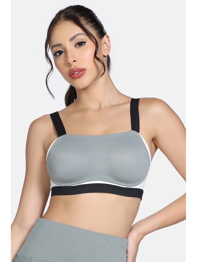 Zivame Zelocity High Impact Wide Waist Band Sports Bra - Grey-picture-24