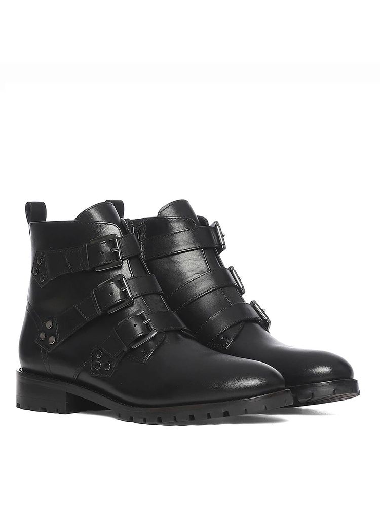 Saint G Solid Black Multi Buckle Leather Boots-picture-23