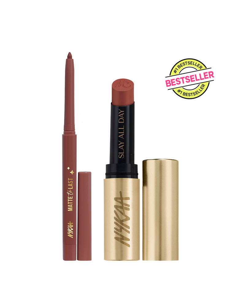Nykaa Cosmetics Matte to Last Bestseller Long Lasting Lipstick & Lip Liner Combo - Chai-picture-42