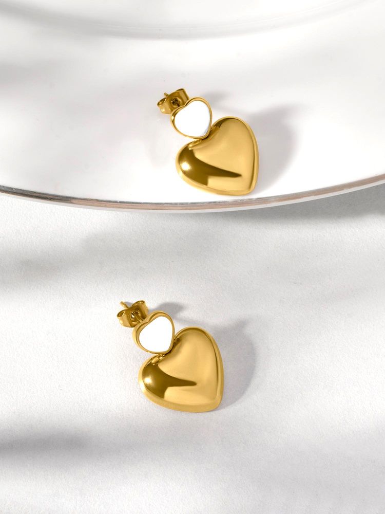 Palmonas White Dual Heart Pearl Drop Earrings-picture-16