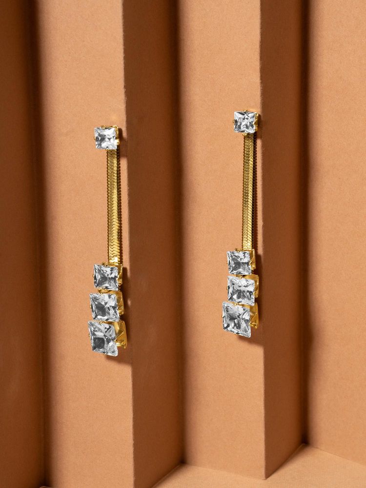 Palmonas White Linear Stone Drop Earrings-picture-19