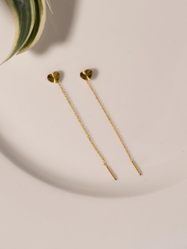 Palmonas Gold Mini Heart Chain Drop Earrings-image-31
