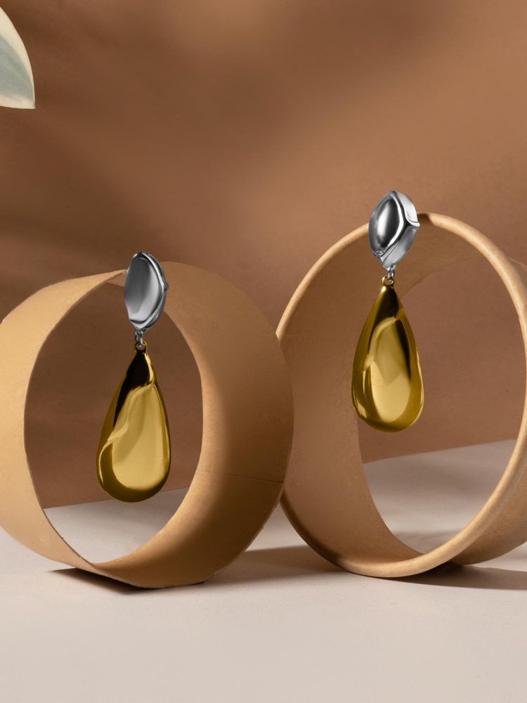 Palmonas Multi-Color Contemporary Droplet Dual Tone Earrings-image-15