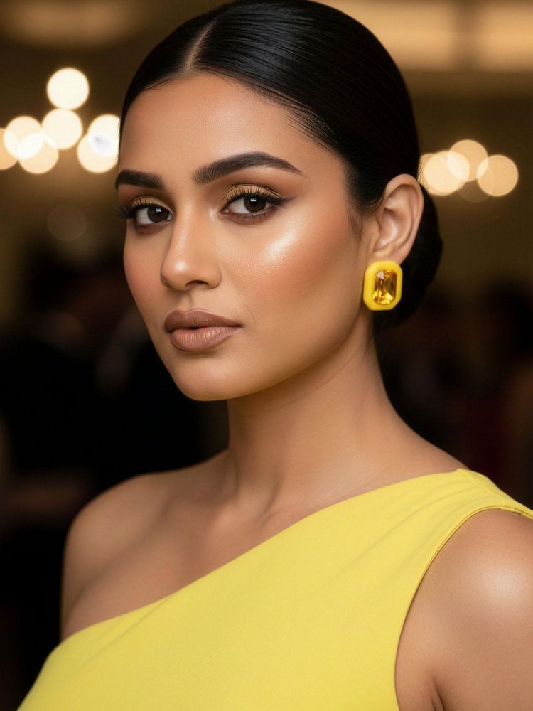 Niscka Elegant Yellow Stone Stud Earrings-image-24