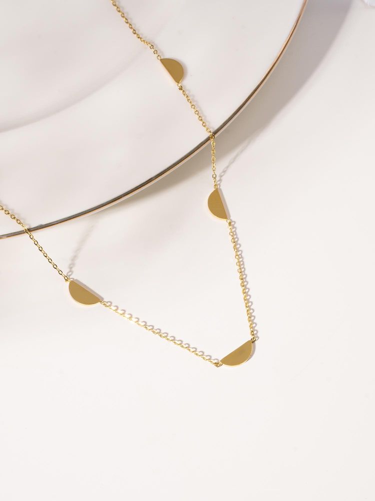 Palmonas Gold Crescent Disc Accent Necklace-image-24