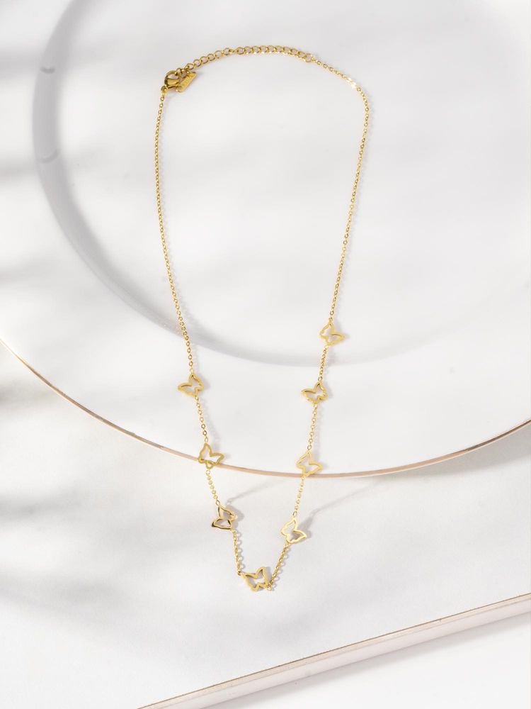 Palmonas Gold Delicate Butterfly Linked Necklace-picture-22