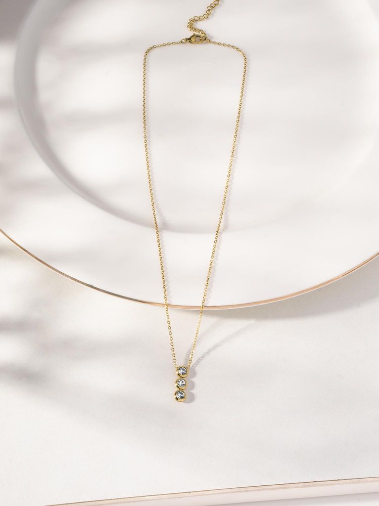 Palmonas White Triple Stone Accent Necklace-image-49