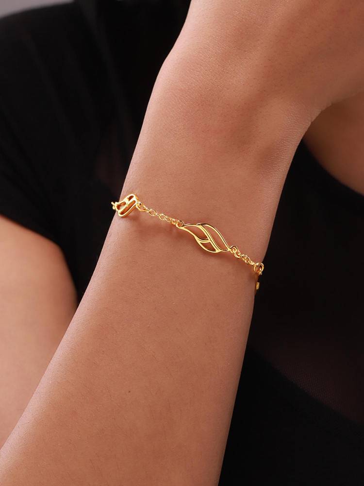 Voylla Gold Flow Tide Shell Wave Link Bracelet-picture-26