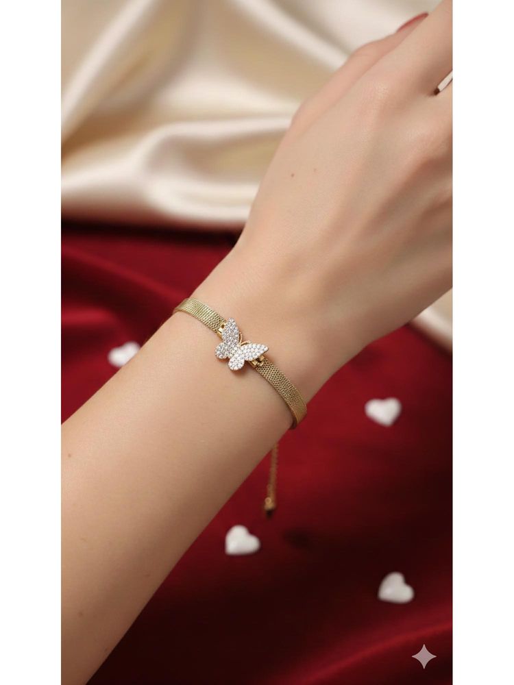 Kraft Smiths White Butterfly Bloom Gold Bracelet-picture-12