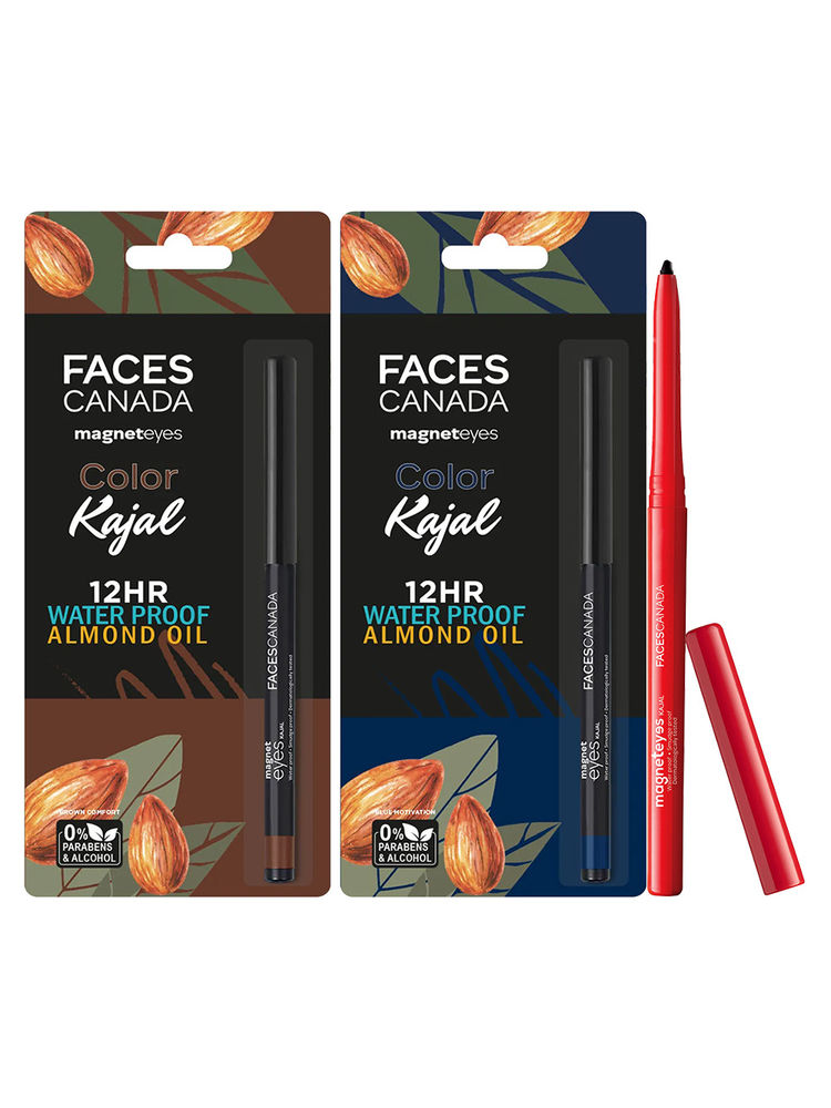 Faces Canada Magneteyes Kajal Combo - Black + Brown & Blue