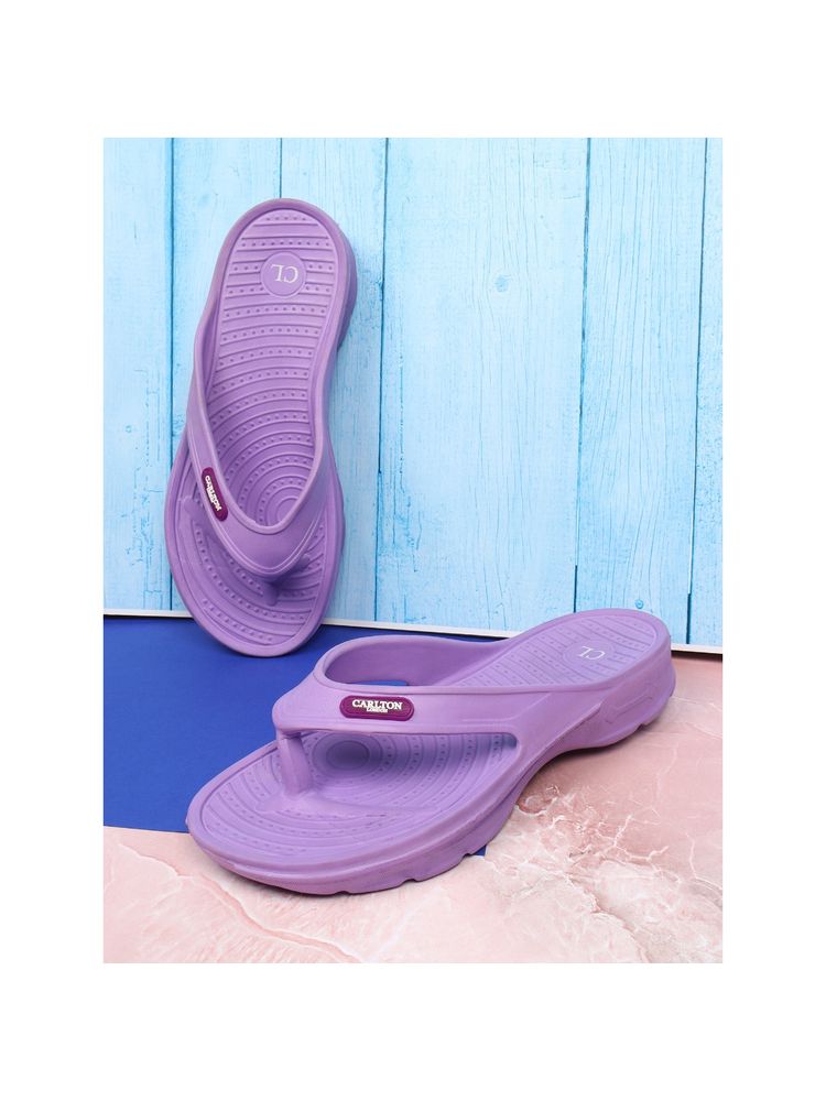 Carlton London Purple Women Solid Plain Flipflops-image-0