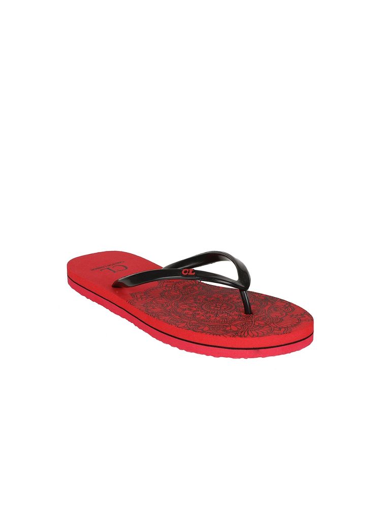 Carlton London Black-red Women Printed Flipflops-picture-20