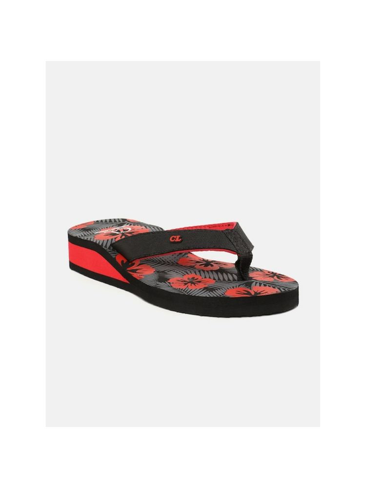 Carlton London Black-red Women Printed Flipflops-picture-18