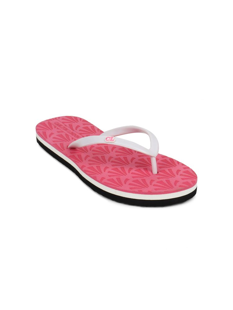 Carlton London Pink Women Printed Flipflops-image-10