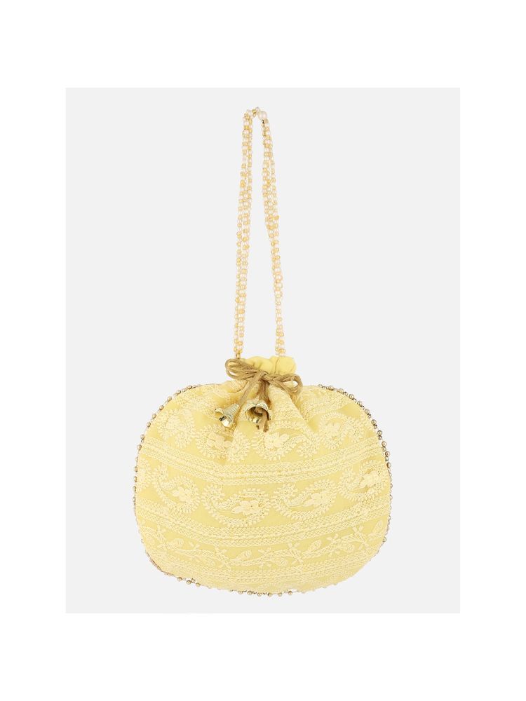 Aditi Wasan Yellow Green Embroidered Round Potli Bag-picture-34