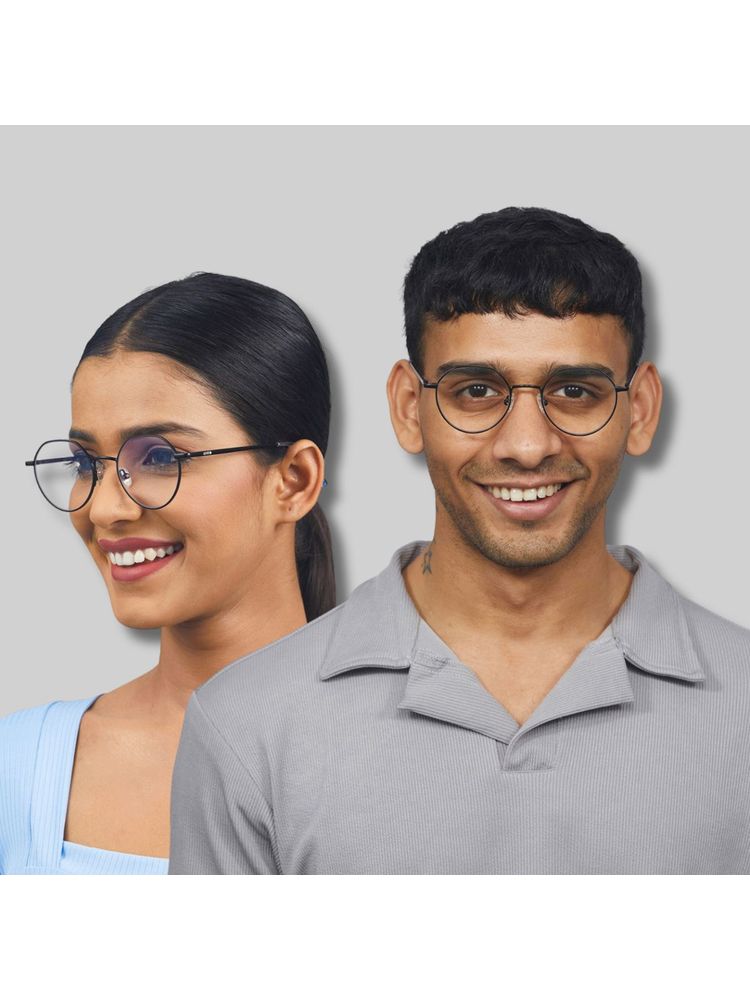 Enrico Unisex Metal Hexagonal Blue Cut Anti-Glare Zero Power Computer Glasses - Black (47)-image-8