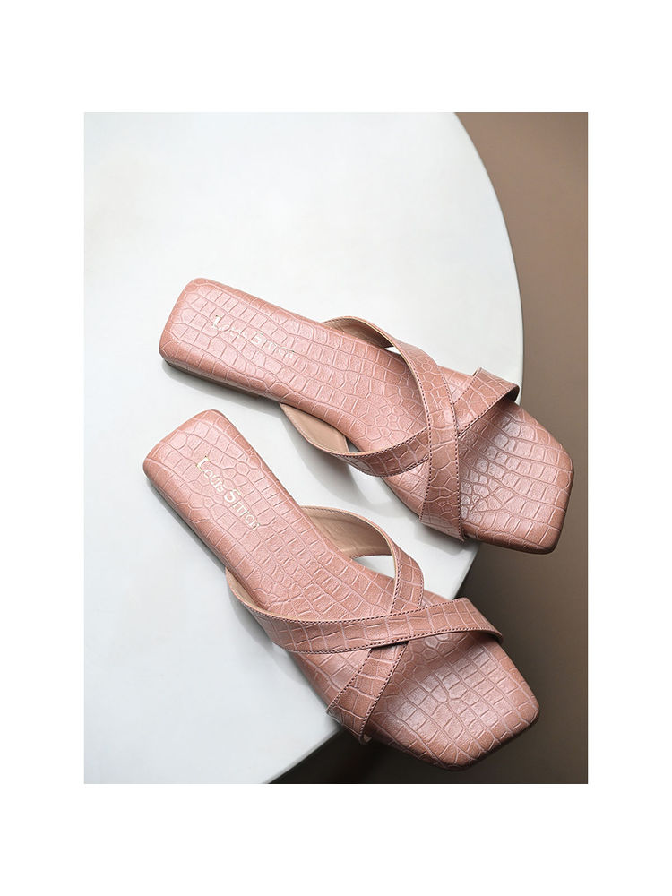 Louis Stitch Women Pink Cross Strap Flats-image-9