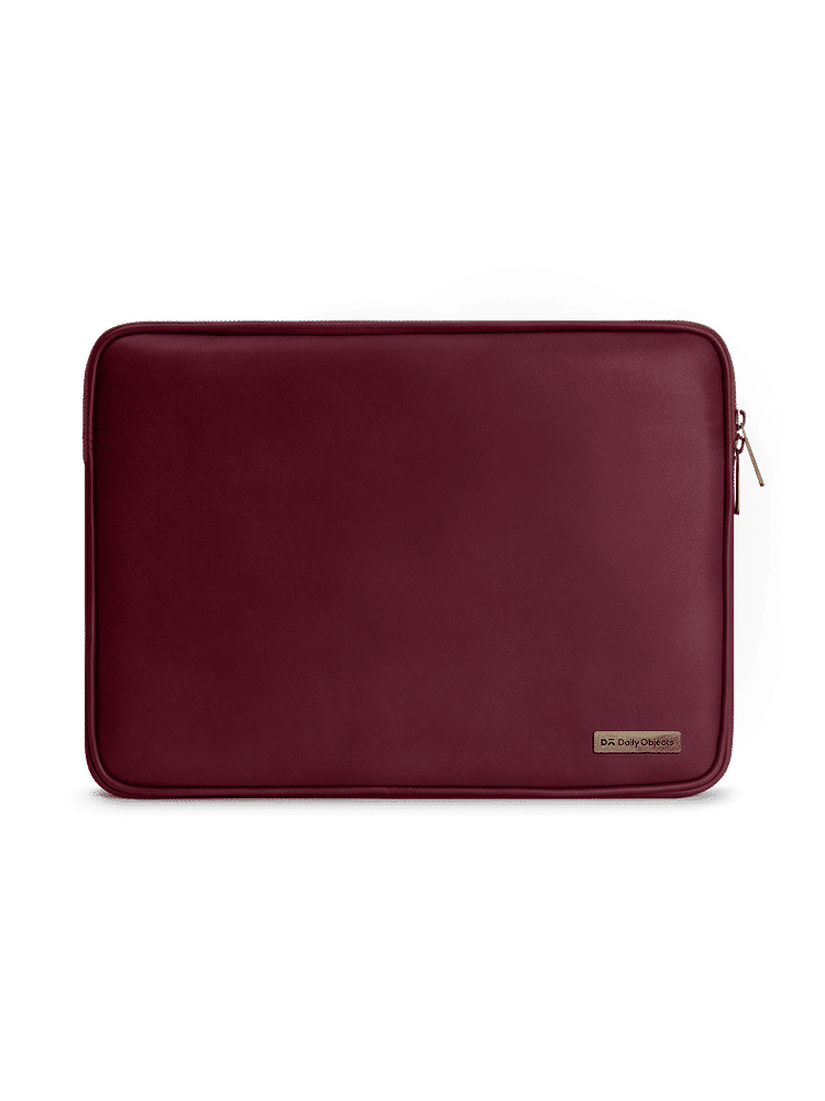 DailyObjects Burgundy Vegan Leather Zippered Sleeve For Laptop/macbook
