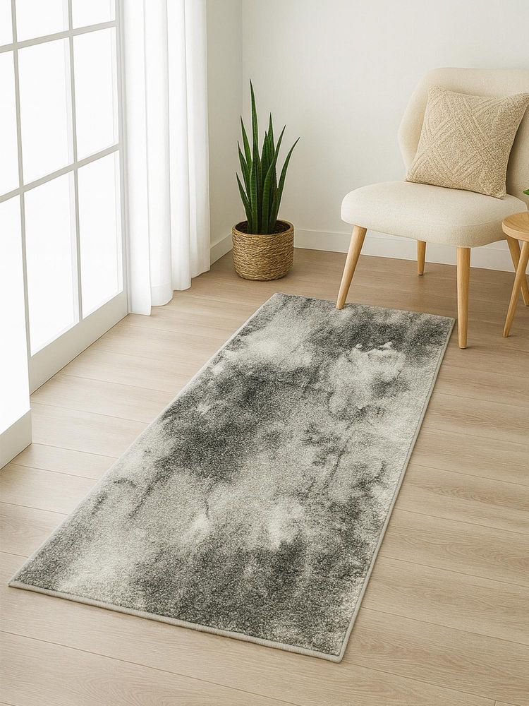 OBSESSIONS Grey Abstract Polyester Bedside Runner Ideal for Bedroom-picture-26