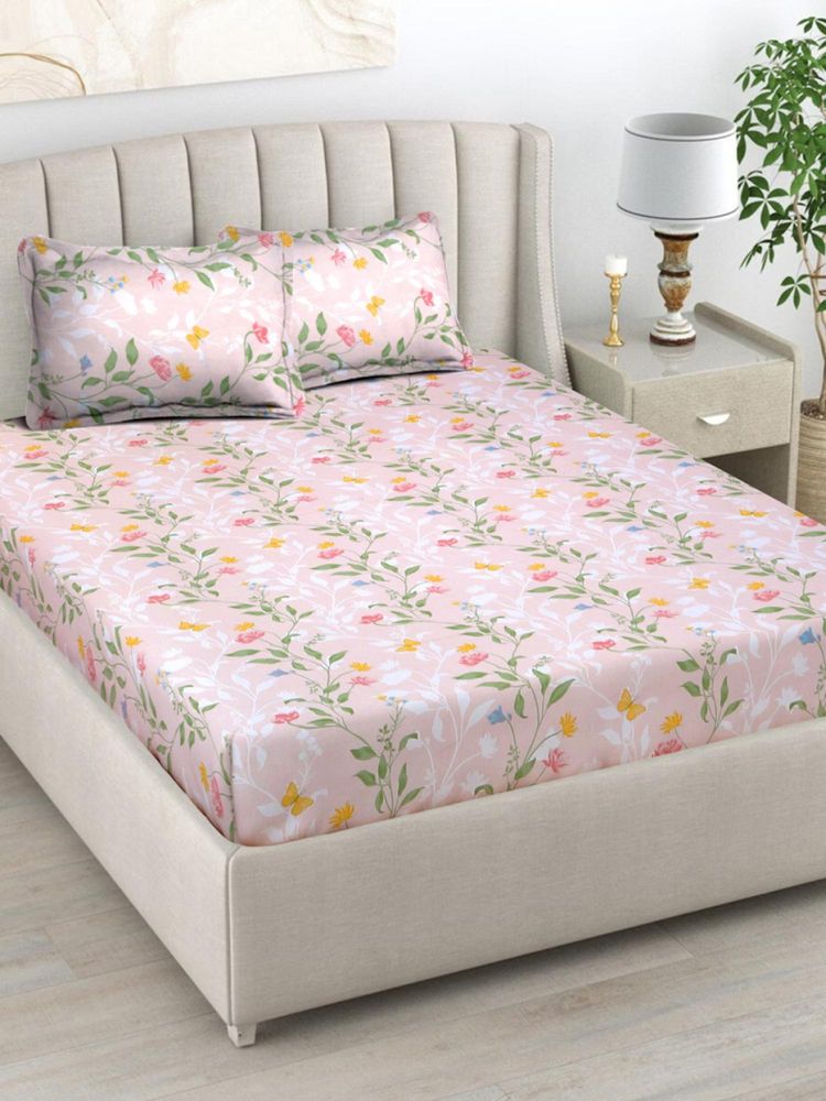 Haus & Kinder 100% Cotton Fitted Bedsheet Blush Vineyard with 2 Pillow Cover-picture-40