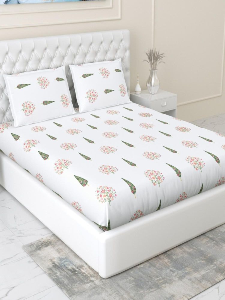 Haus & Kinder 100% Cotton Fitted King Bedsheet Tree of Life with 2 Pillow Cover-picture-47