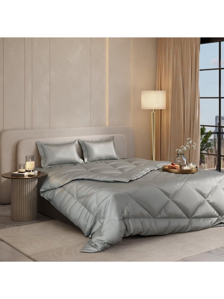 Stoa Paris Date Night Harbour Mist Grey Bed In A Bag Double Bedsheet, Comforter with 2 Pillow Cover-picture-14
