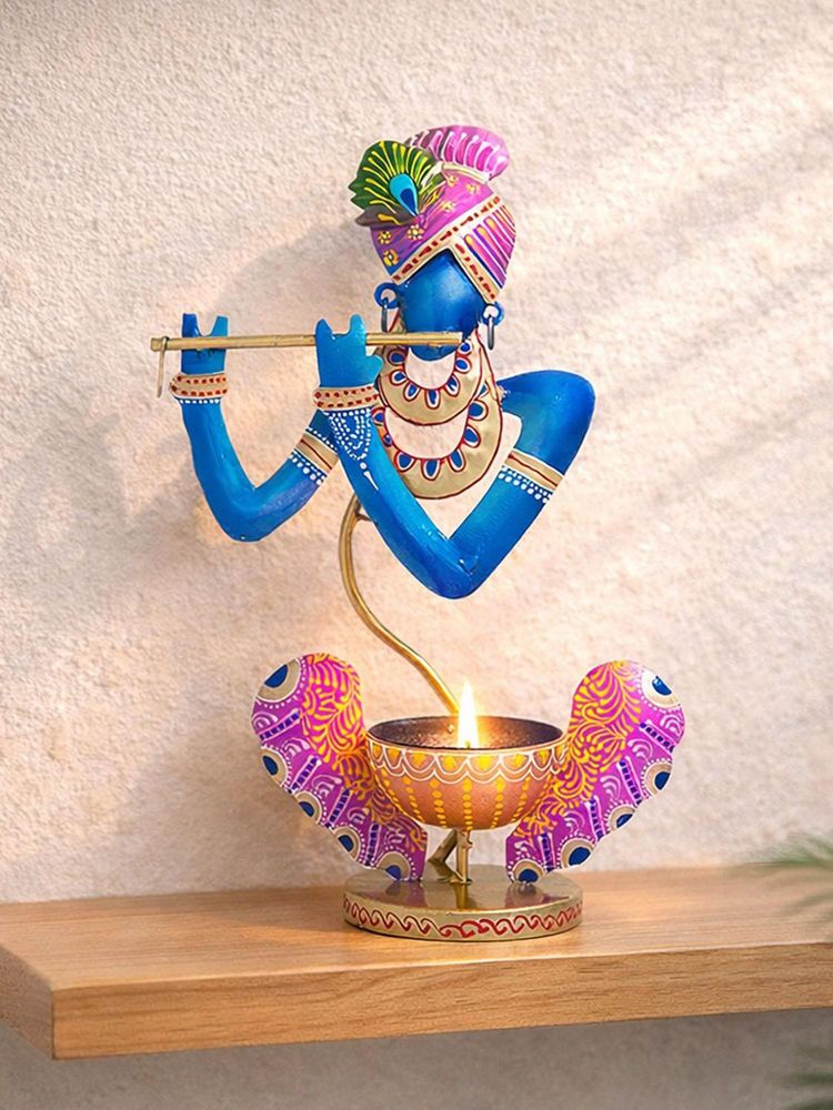 Golden Peacock Handpainted Krishna Decorative Showpiece-picture-14